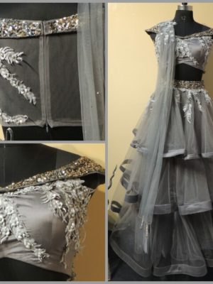 Grey Color Designer Gown with Top